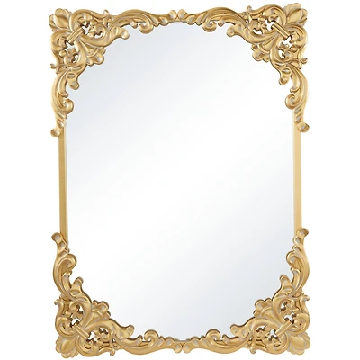 Gold Wood Carved Acanthus Floral Wall Mirror 30" x 2" x 41"