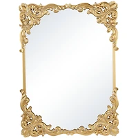 Gold Wood Carved Acanthus Floral Wall Mirror 30" x 2" x 41"