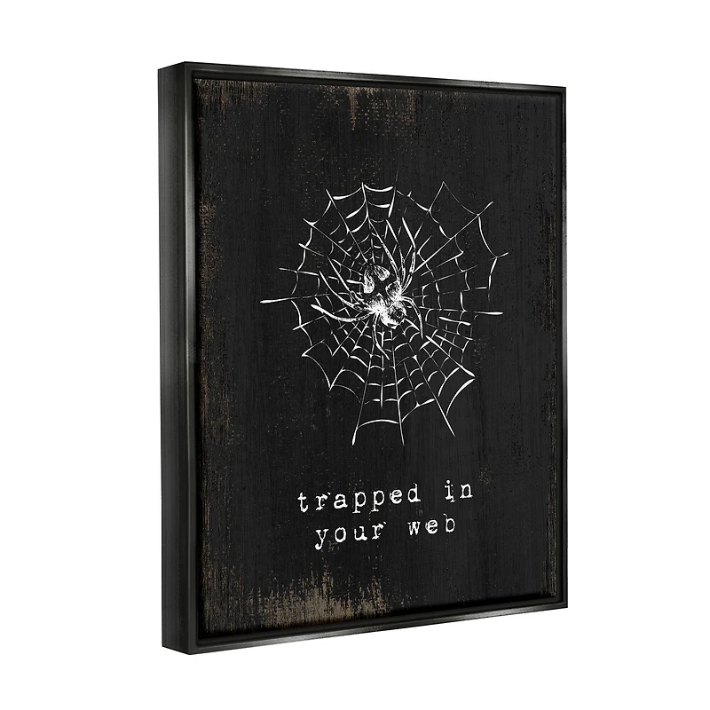 Stupell Industries Trapped In Your Web Spider Framed Floater Canvas Wall Art