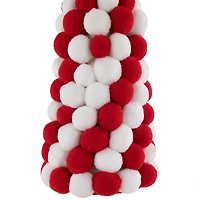 15" Red & White Candy Cane Pom Pom Christmas Tree Table Décor