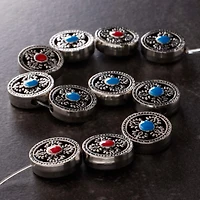 Red & Blue Coin Disc Beads, 17mm by Bead Landing™