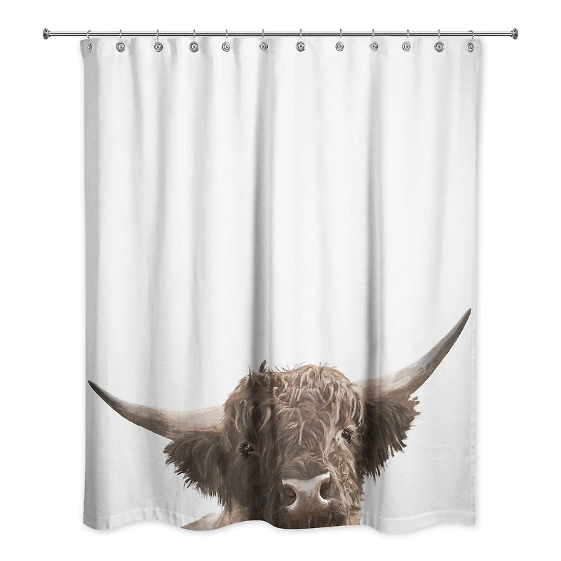 Painterly Peeking Cow 71" x 74" Shower Curtain