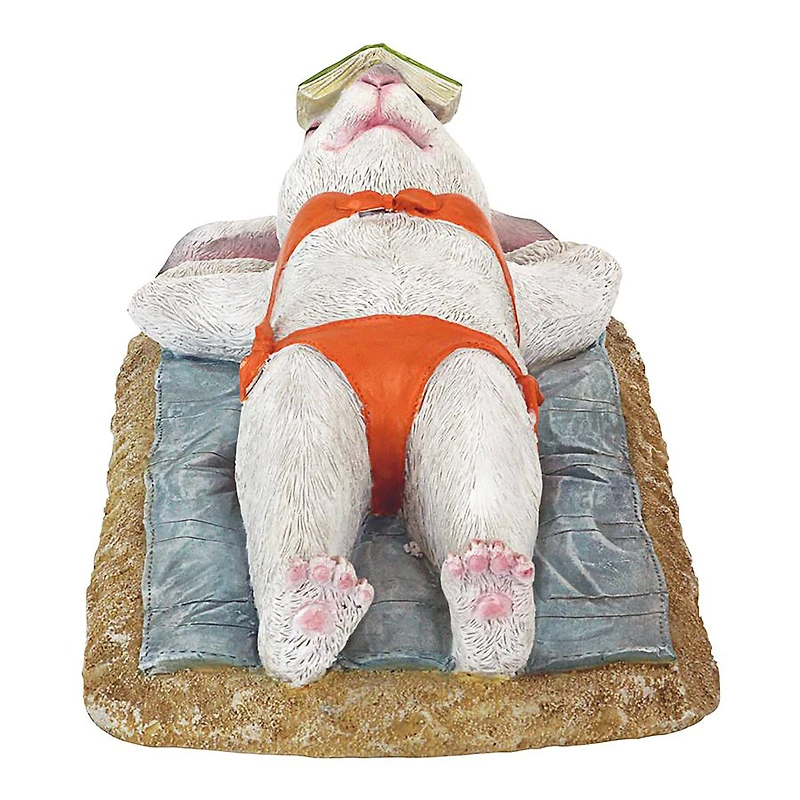 Design Toscano 13" Beach Bunny Soaking Up Some Rays Rabbit Garden Statue