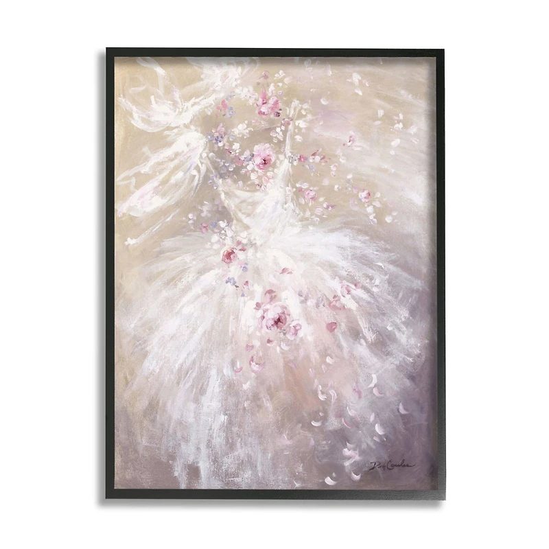 Stupell Industries Abstract Prairie White Dress Dancing Pink Roses Framed Wall Art