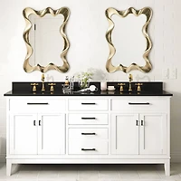Glitzhome® 34.25" Modern Gold Foil Metal Frame Wavy Wall Mirror