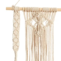 24" Boho Chic Wood Macrame Single Shelf Woven Diamond Wall Art Décor