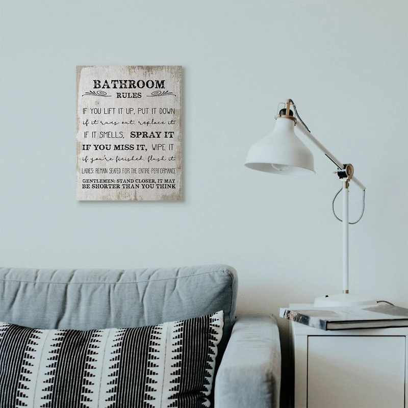 Stupell Industries Bathroom Rules Canvas Wall Art
