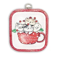 LetiStitch Meowy Christmas with Hoop Counted Cross Stitch Kit