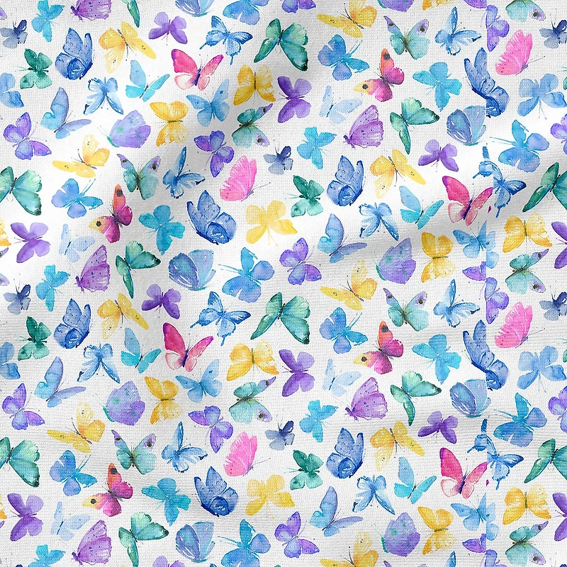 Fabric Editions White Butterflies Cotton Fabric