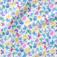Fabric Editions White Butterflies Cotton Fabric