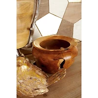 9" Natural Brown Wood Decorative Bowl