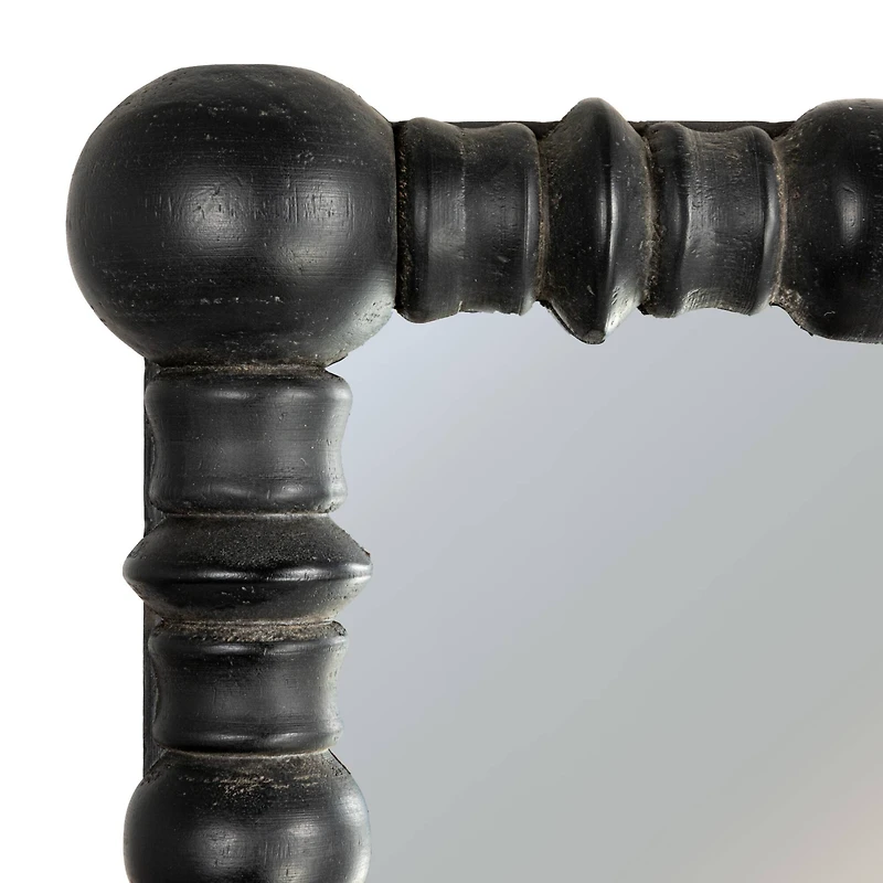 Hello Honey® 30.75" x 44" Black Chic Wood Beaded Dowel Frame Mirror