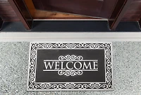 DII® Silver Scroll Border Welcome Rubber Doormat