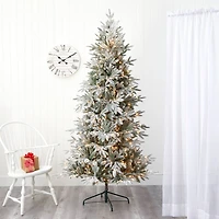 7.5ft. Pre-Lit Flocked Manchester Spruce Artificial Christmas Tree with Clear LED Lights