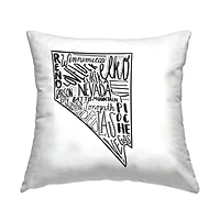 Stupell Industries Nevada State Typography Map Various Cities Throw Pillow, 18" x 18"