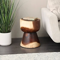 18" Brown Wood Grain Accent Table