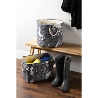 DII® Medium Round Marble Black Polyester Bin