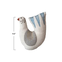 Hello Honey® 9.5" Handmade Wool Felt Dove Shaped Tree Topper with Metallic Gold Thread Embroidery