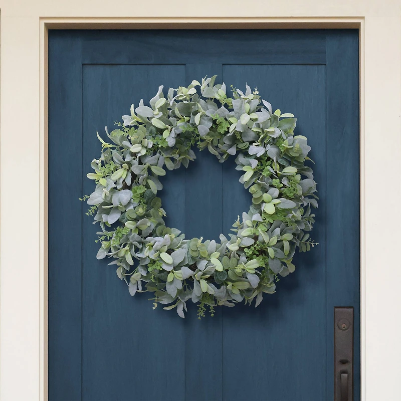 28" Flocked Lamb's Ear Spring Wreath
