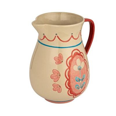 Hello Honey® 9.5" Multicolor Floral Stoneware Pitcher with Handle