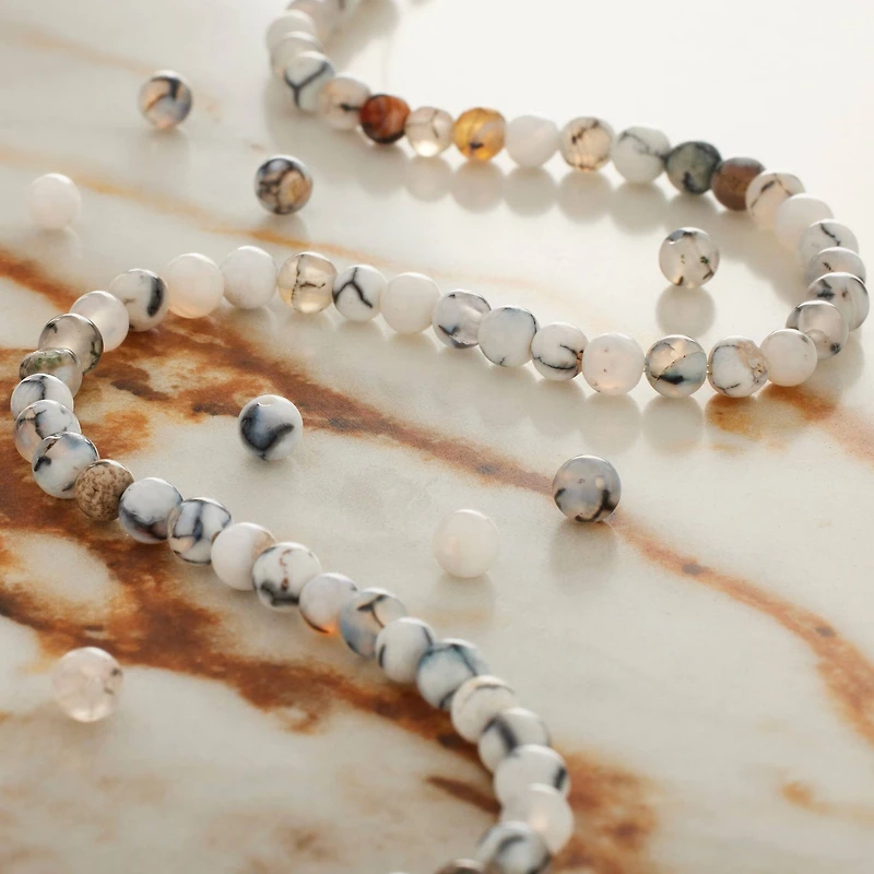 Black & White Fire Agate Round Beads by Bead Landing