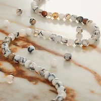 Black & White Fire Agate Round Beads by Bead Landing