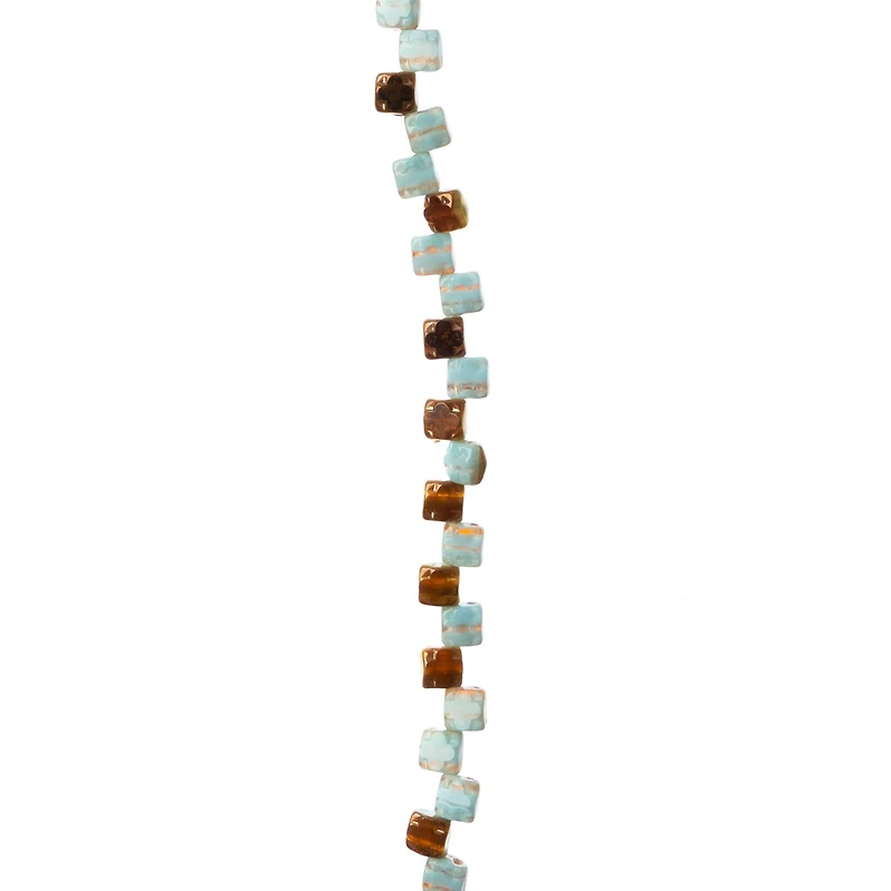 Blue & Brown Czech Glass Cube Beads, 6mm by Bead Landing™