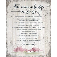 Ten Commandments For Marriage Wood Plaque
