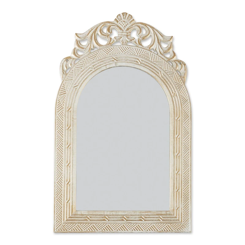 Arched-Top Antique White Wall Mirror