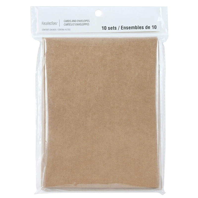 Kraft Folded Cards & Envelopes by Recollections™, 5" x 7"