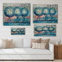 Designart - Colourful Trees Impressionist Landscape III - Modern Print on Natural Pine Wood