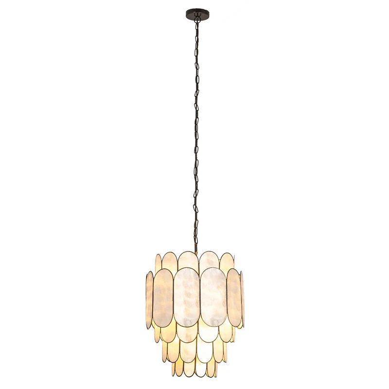 Hello Honey® Black Finish Laminated Capiz Tiered Chandelier