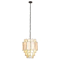 Hello Honey® Black Finish Laminated Capiz Tiered Chandelier