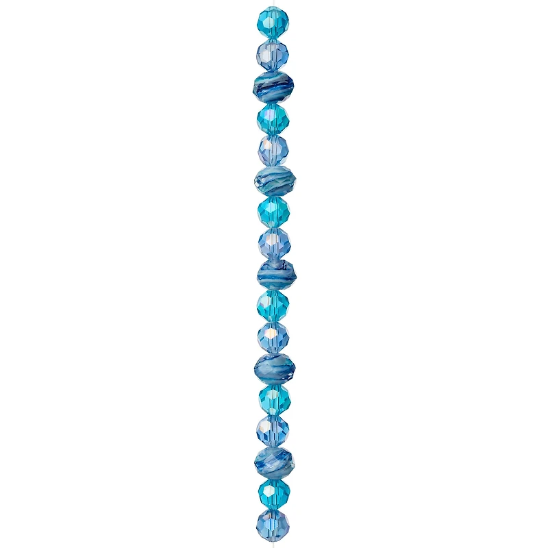 Aqua Mix Glass Faceted Beads by Bead Landing™