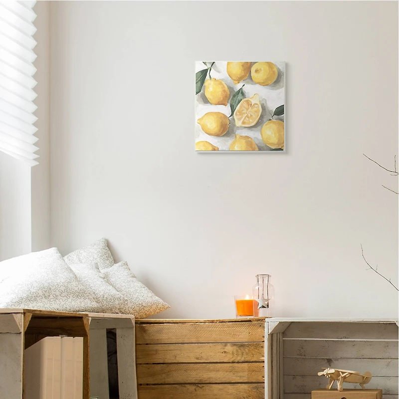 Stupell Industries Soft Yellow Citrus Lemon Pile Over White Wood Wall Plaque