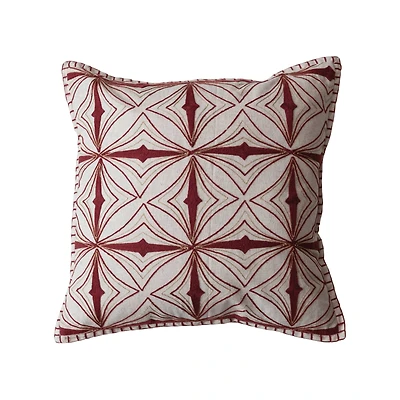 Hello Honey® 18" Cream & Burgundy Embroidered Accent Pillow