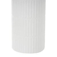 White Ribbed Floor Metal Vase Set
