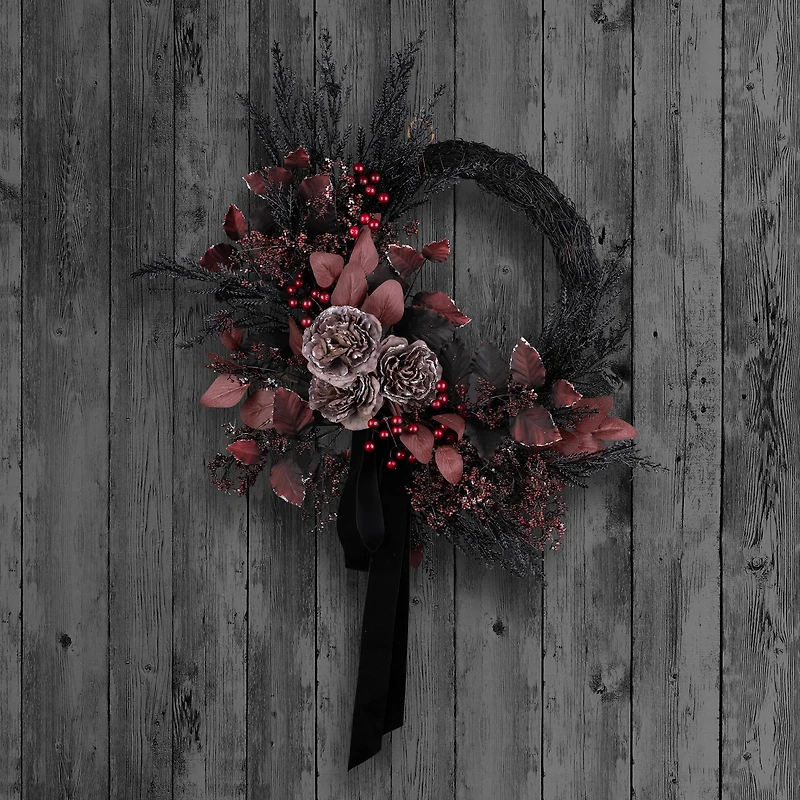24" Red Widow Eucalyptus Wreath