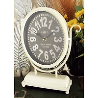 12" Black & White Metal Oval Clock Set