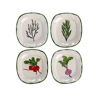 Hello Honey® 7.75" Vegetable & Herb Print Stoneware Plate Set