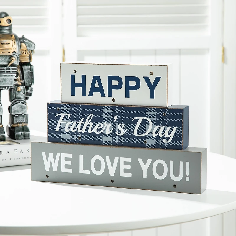 Glitzhome® 12" Lighted Happy Father's Day Block Sign