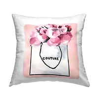 Stupell Industries Pink Peony Flower Bouquet Fashion Couture Vase Throw Pillow, 18" x 18"