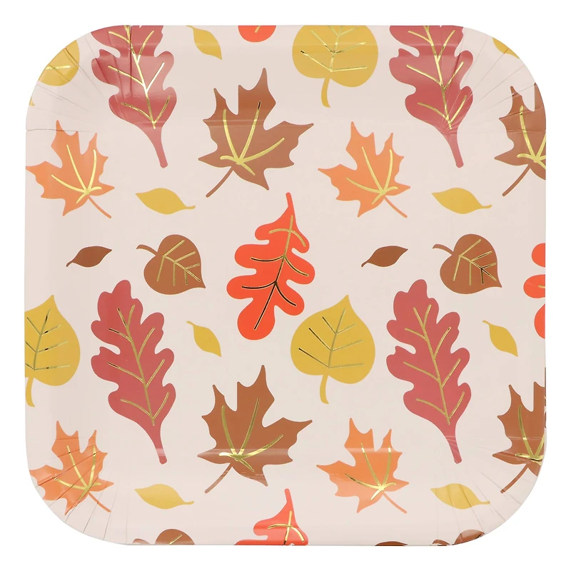 9" Square Thanksgiving Leaves Paper Plates, 12ct. by Celebrate It™