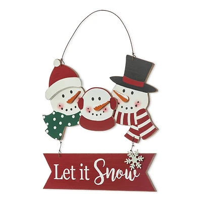 Glitzhome® 12.75" Christmas Snowman Family Wall Décor