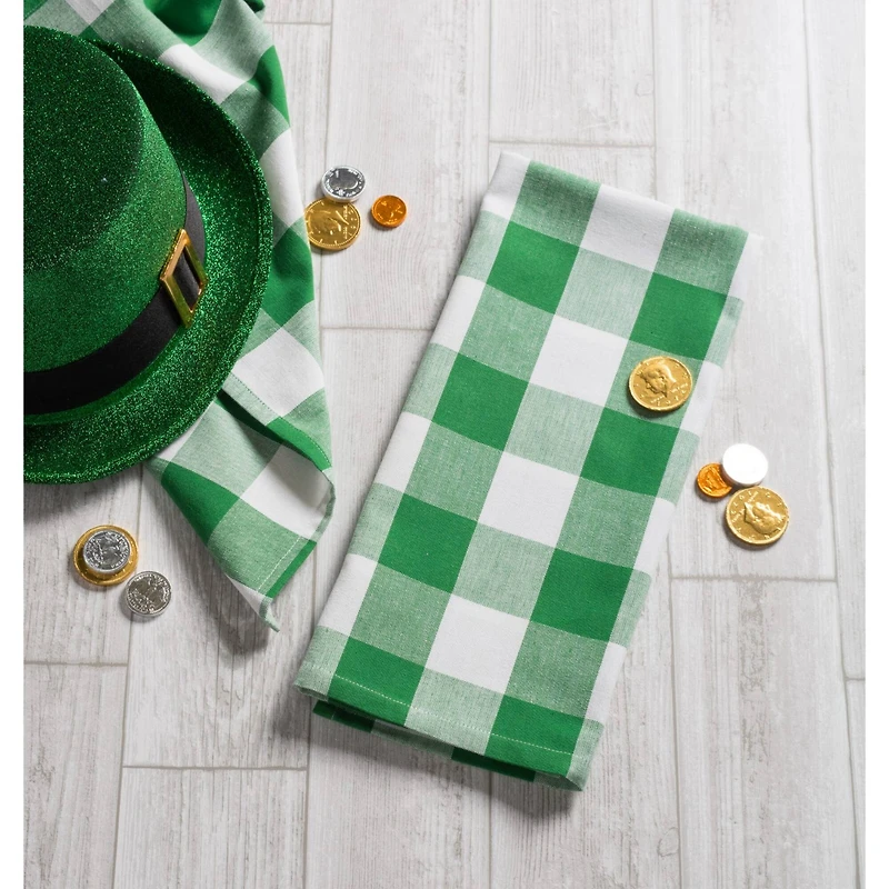 DII® Shamrock Green Buffalo Check Dishtowels, 3ct.