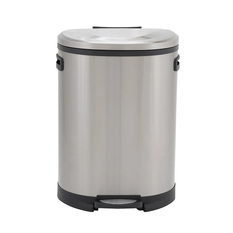 Household Essentials 13 gal. Stainless Steel Oval Trash Can with Step