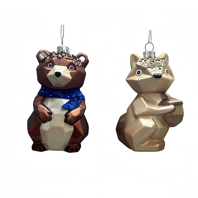 Assorted 4" Geometric Woodland Creature Glass Ornament, 1pc. by Ashland®