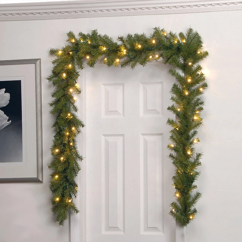 9ft. Norwood Fir Garland, Soft White LED Lights