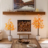 5ft. Pre-Lit Minimalist Autumn Maple Artificial Fall Tree with 96 LED Warm White & Orange Pumpkin Shaped Lights