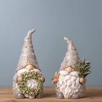 Pine Tree Trunk Gnome with Wreath Accent Set, 8.5" & 9.75"